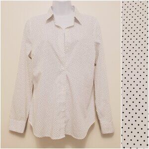 Apt. 9 Essentials White Black Polka Dot Wrinkle-Resistant Button Down Top - 8